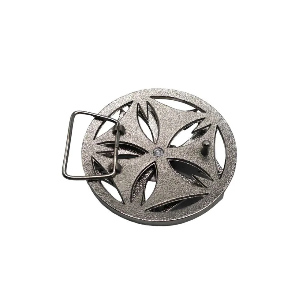 Spinning Panda Bear Black Enamel Belt Buckle Silver Tone Vintage